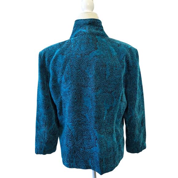 Dressbarn Woman's Size Large Teal Color Textured Lt. Weight Unlined Jacket R8 - Picture 3 of 8